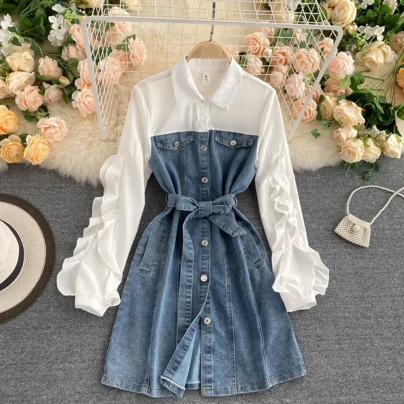 Retro denim dress