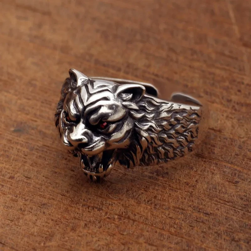 Retro Retro Style Personality Tiger Head Simple Opening Exquisite Ring