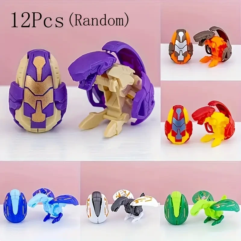 12pcs Transforming Dinosaur Egg Toys for, Assorted Colors