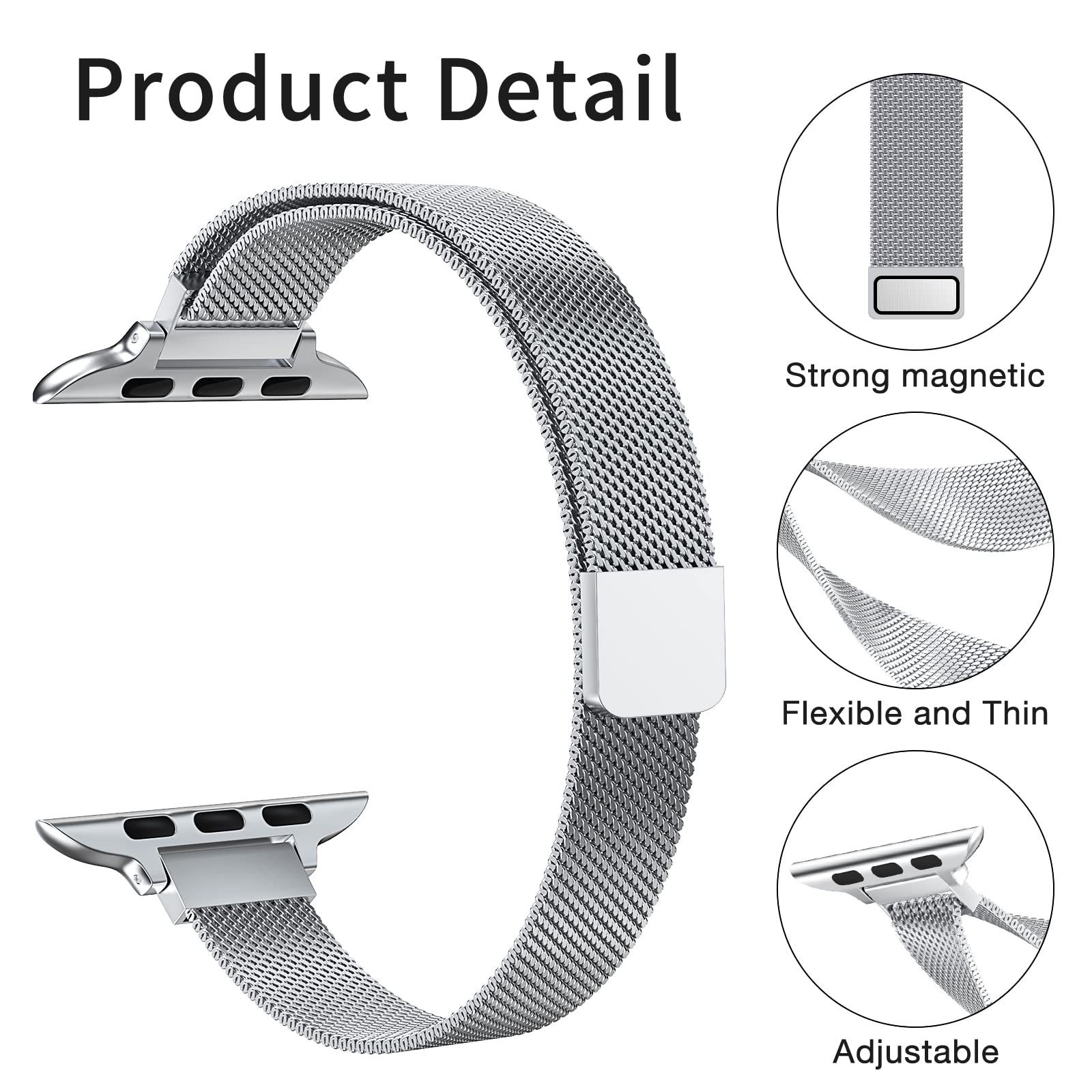 Milan Stainless Steel Mesh Strap Small Waist Magnetic Strap