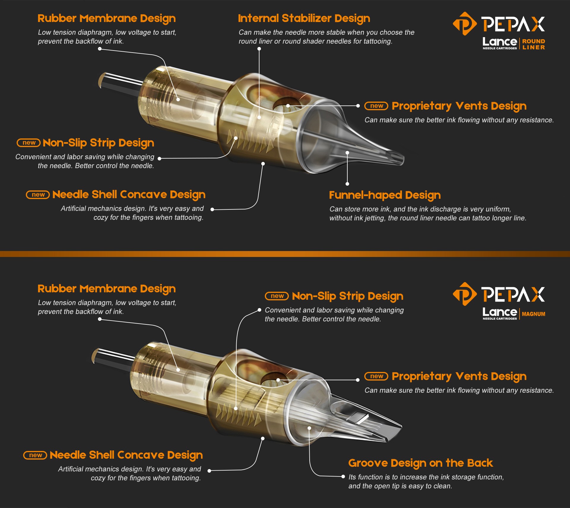 PEPAX Lance Cartridges  Round Liner  10pc