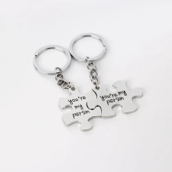 Alphabet Puzzle Keychain Alloy Small Pendant