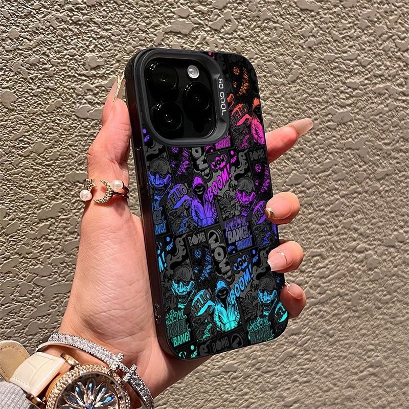 Colorful Silver Cool Graffiti Plastic Mobile Phone Shell