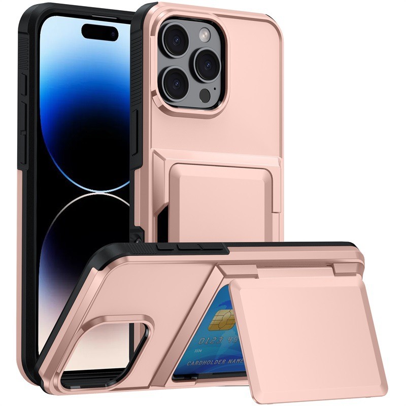 Solid Color Simple Flip Bracket Card Phone Case