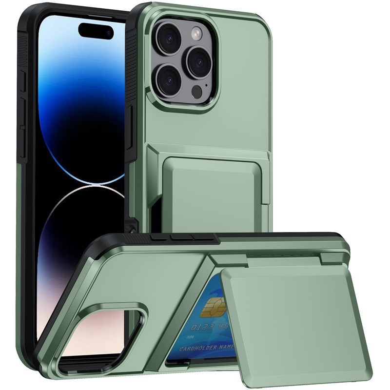 Solid Color Simple Flip Bracket Card Phone Case