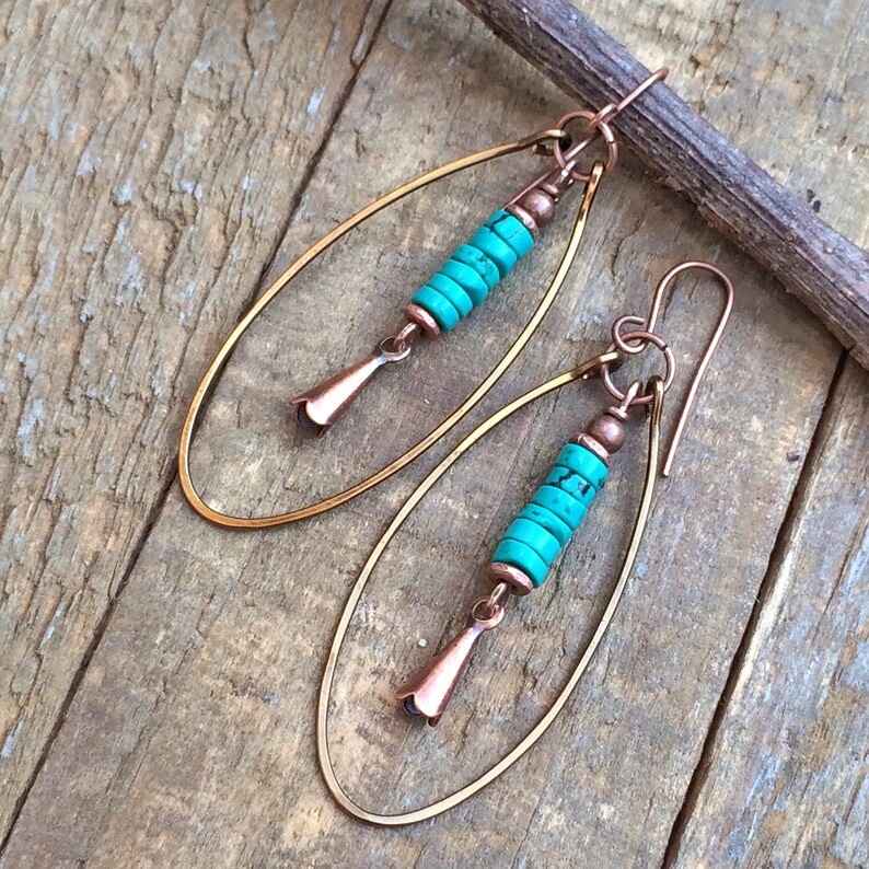 Bohemian Vintage Turquoise Beaded Pendant Jewelry Women's Earrings