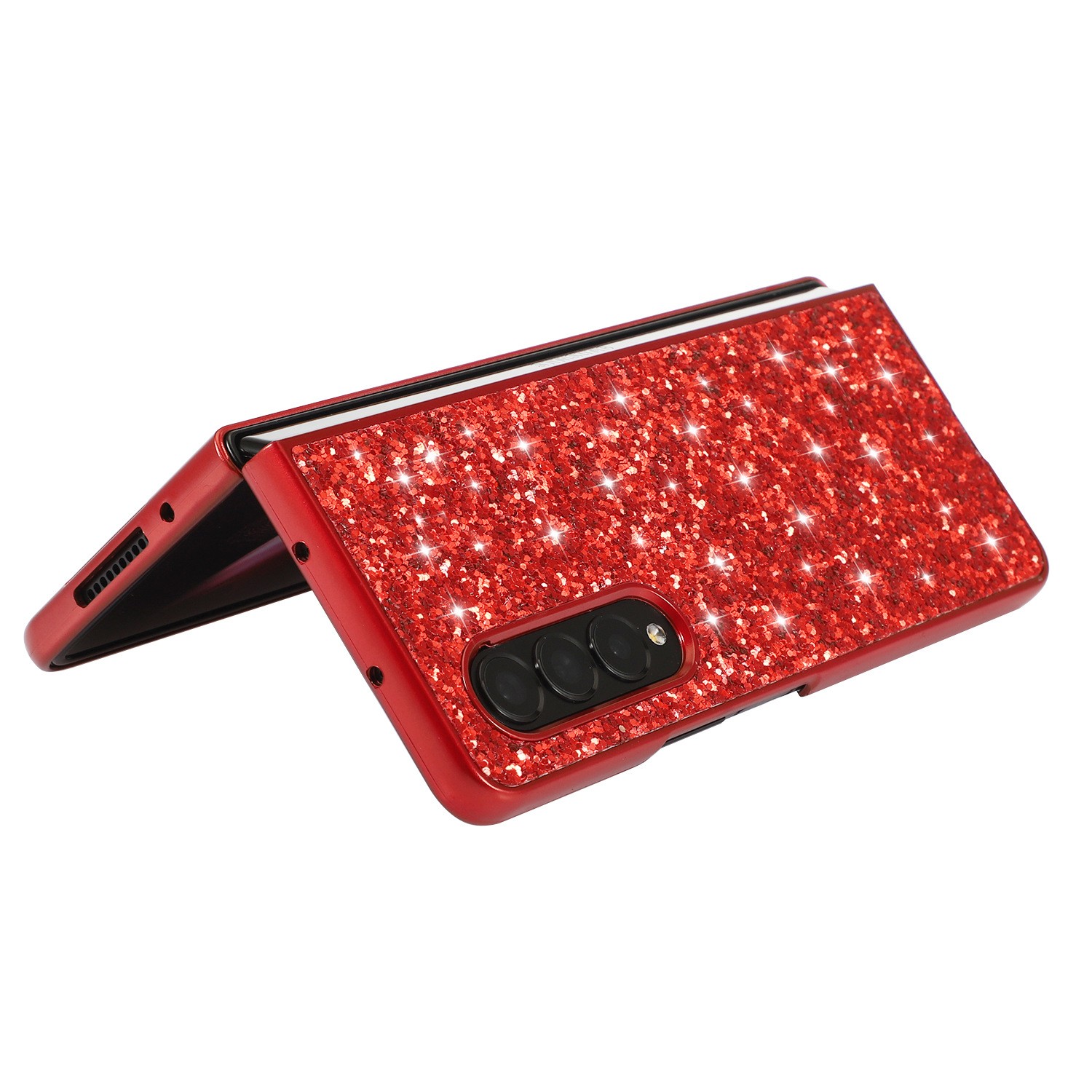 Electroplating Shimmering Powder Sequins Folding Hard Shell Phone Case