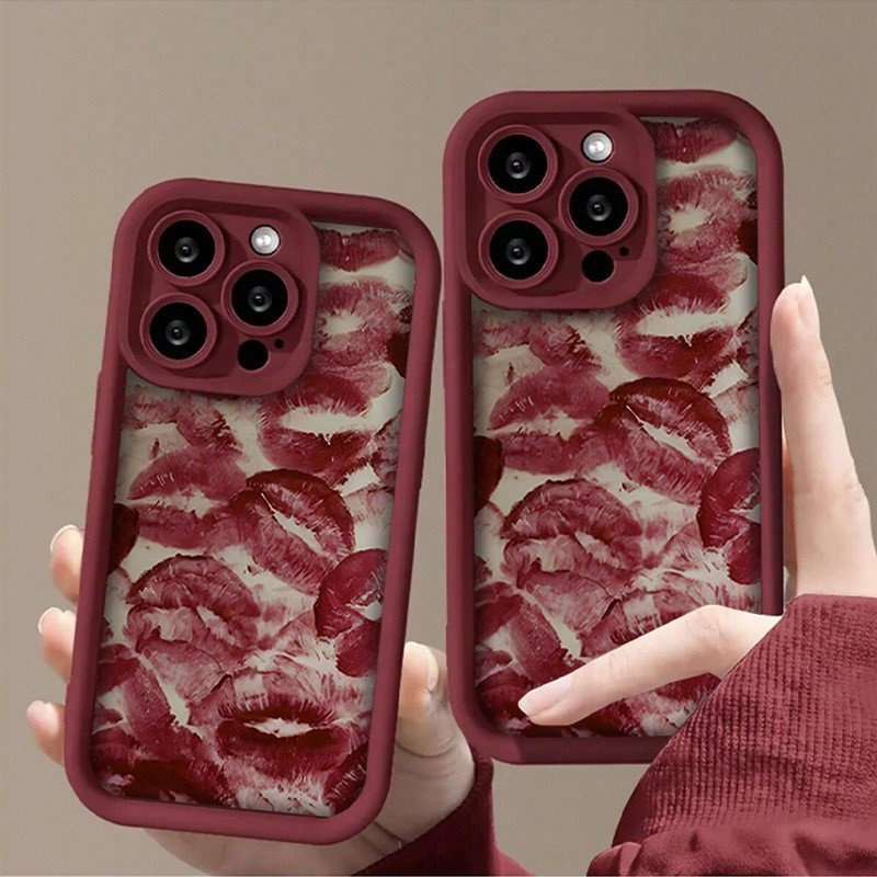 Red Lip Print Mobile Phone Protective Cover All-inclusive Drop-resistant