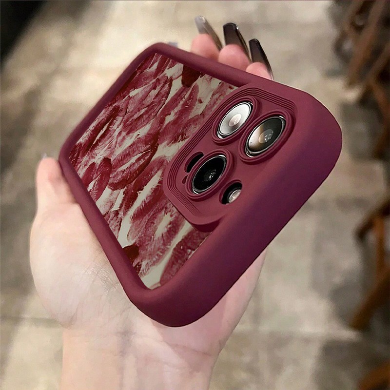 Red Lip Print Mobile Phone Protective Cover All-inclusive Drop-resistant