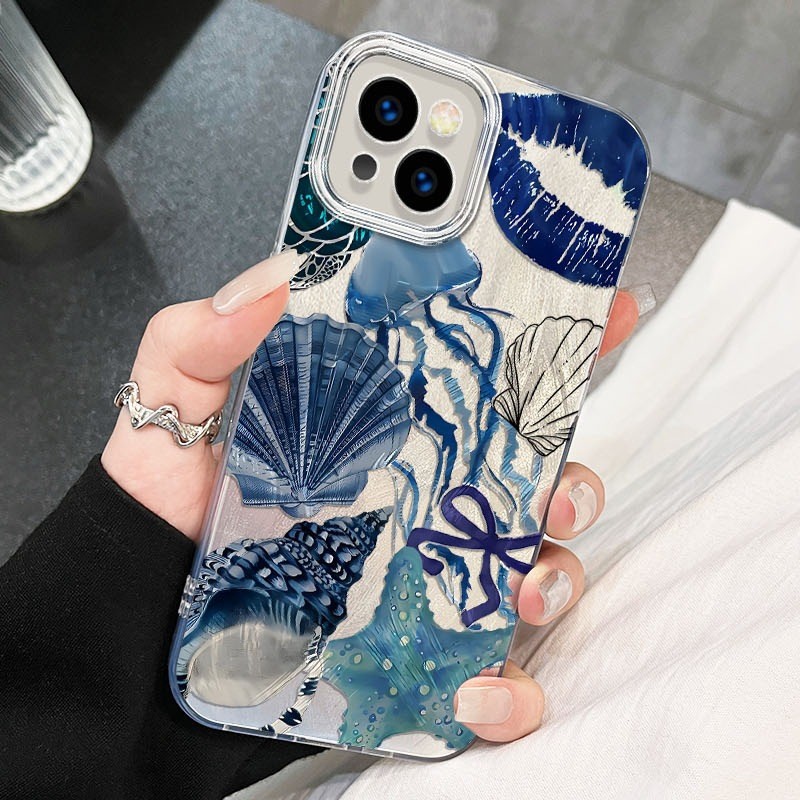 Coral Shell Drop-resistant Large Hole Feather Yarn Phone Case