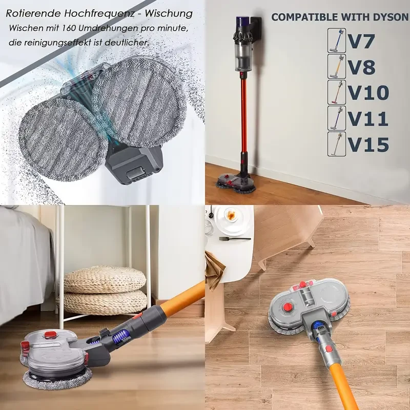 Electric Mop Head Brush for Dyson V7 V8 V10 V11 V15 Vacuum Cleaner