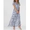 Flowers Print Short Sleeve Dress Summer Fashion Ruffle Beach Dresses Women's Clothing