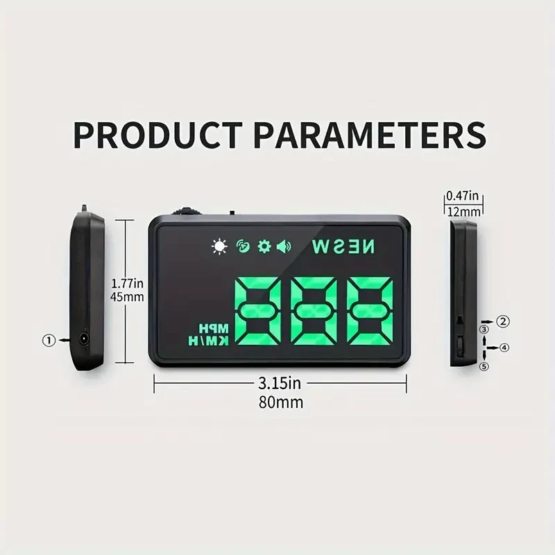 KWHUD HD Head-Up Display Car Speedometer - Universal Fit, Compass & Over-speed Alerts