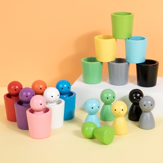Children's Montessori Color Villain Classification Cup Jenga Educational Toys