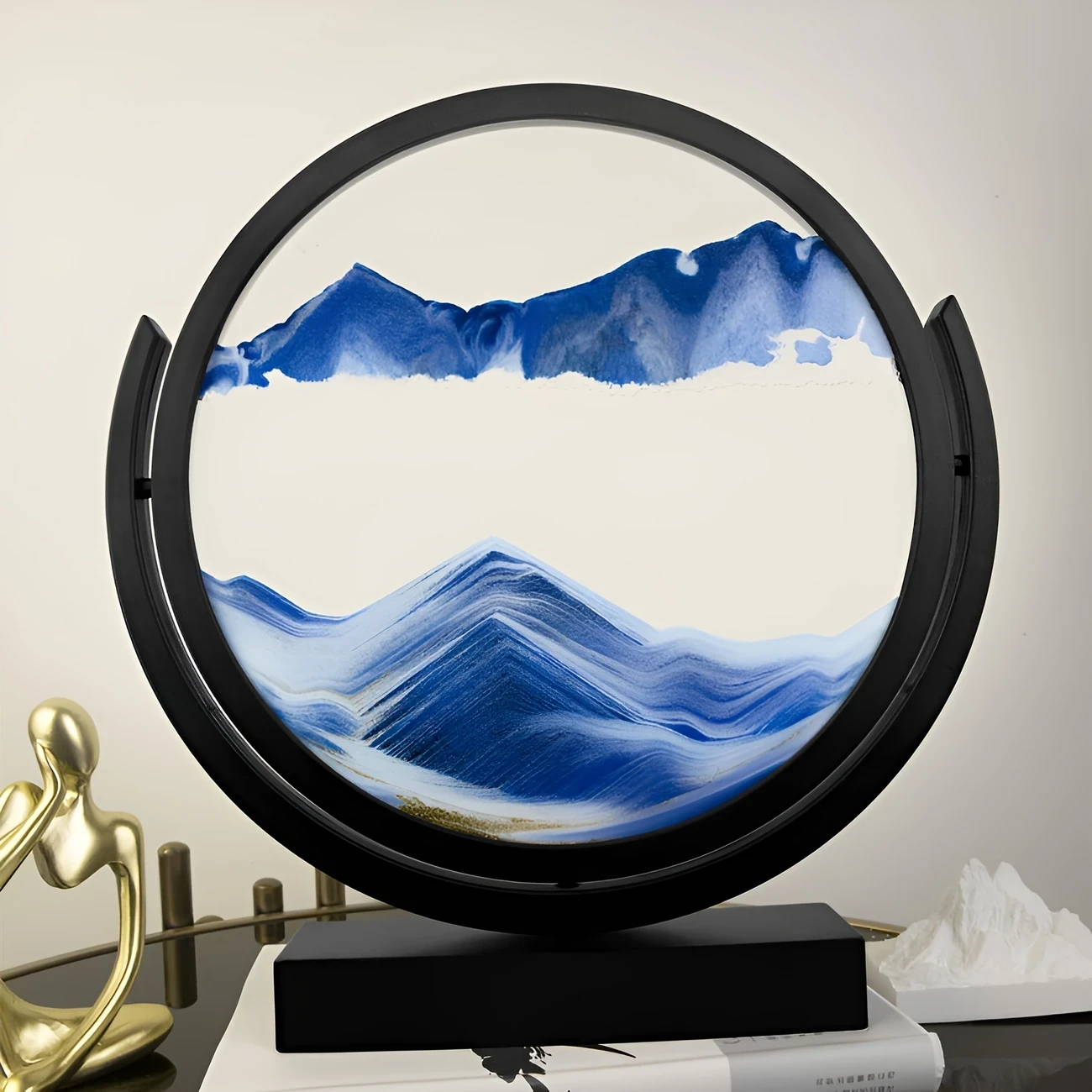 Dynamic 3D Sand Art Centerpiece Glass & Plastic, Ideal for Home & Office Decor, Perfect for Fathers Day, Mothers Day, Weddings, and Holidays