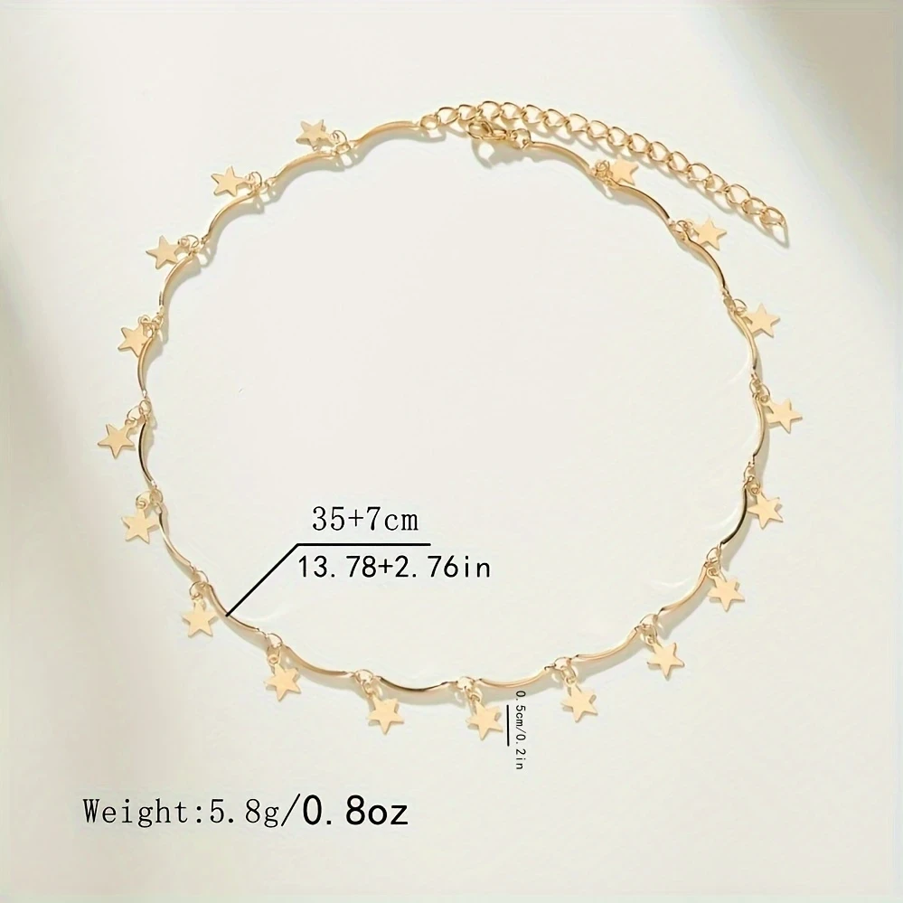 Elegant Style Star Pendant Curved Handmade Necklace Alloy Clavicle Chain, Perfect for Daily Wear, Parties, and Gifts for Women