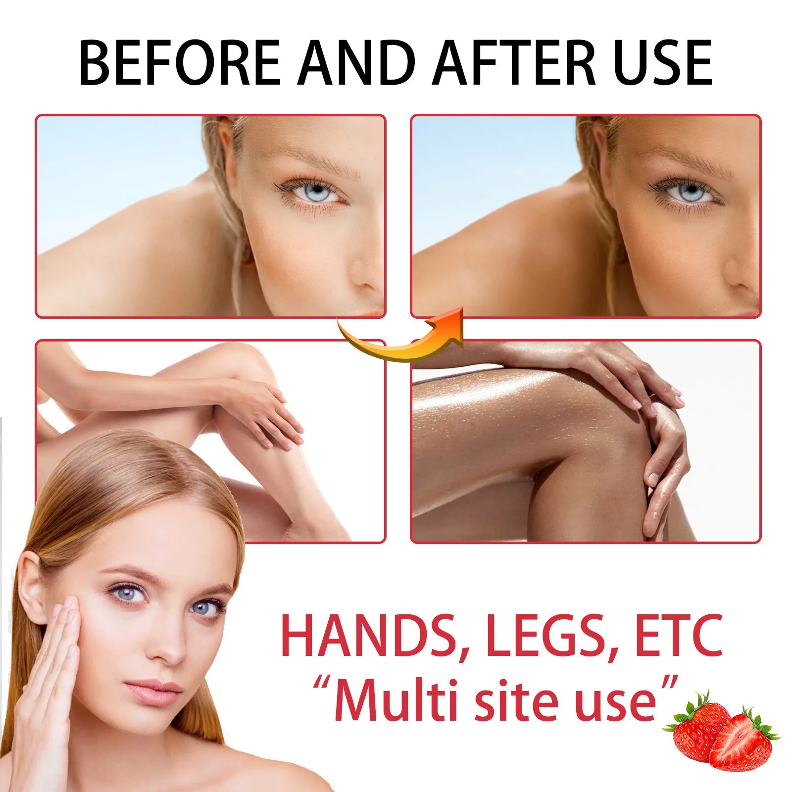 Strawberries Body Quick Tanning Spray Sunless Summer Tan Bronzer Lotion, 100ml