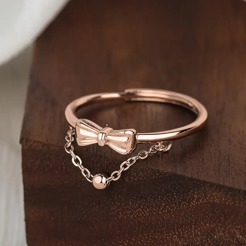 1pc S925 Silvery Bow Tie Bracelet Elegant & Versatile Adjustable Open Ring for Women, Perfect for Travel, Daily Wear, Valentines Day & Mothers Day Gifts