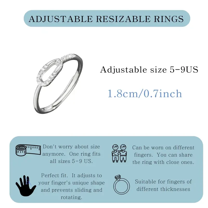 1pc S925 Silvery Ring Minimalist and Fashionable Thin Loop Open Ring for Women, Adjustable Size, Suitable for Daily Wear