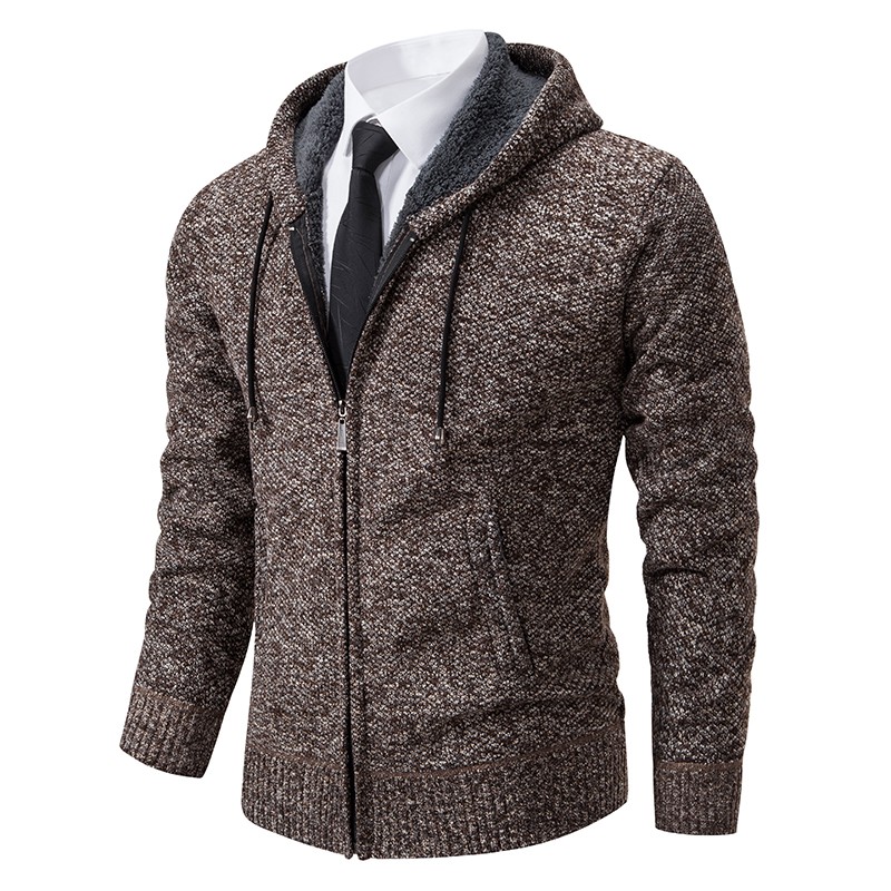 Men's Solid Color Stand Collar Fleece Sports Coat