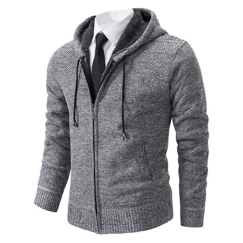 Men's Solid Color Stand Collar Fleece Sports Coat