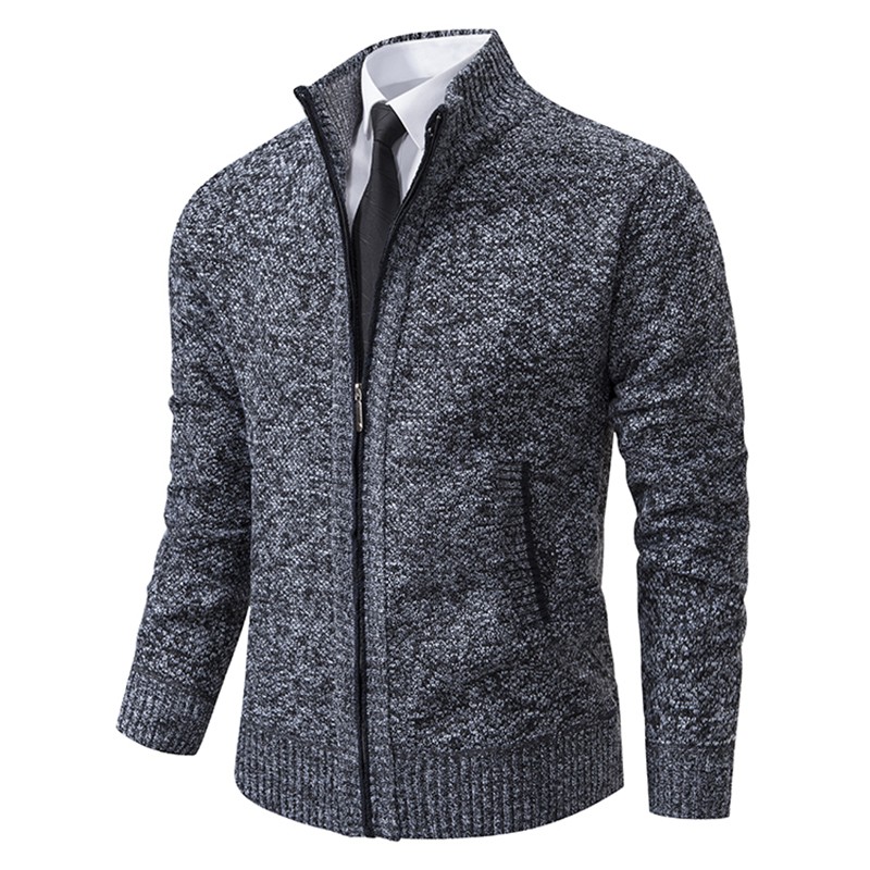 Men's Solid Color Stand Collar Fleece Sports Coat