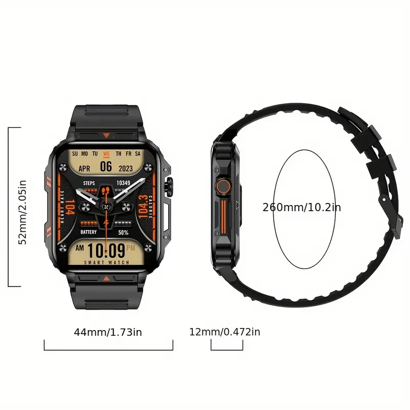 SENBONO ProSmart Watch - 1.95inch Outdoor Sports Fitness Tracker with Wireless Call, Step, Calories, Information Push, Custom Watch Face, Weather, Alarm, and More - Perfect Gift for Men and Women