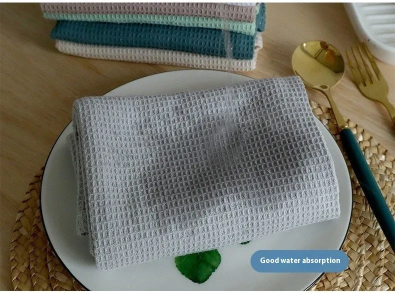 Nordic Style Cotton Rectangular Plain Waffle Tea Towel Kitchen
