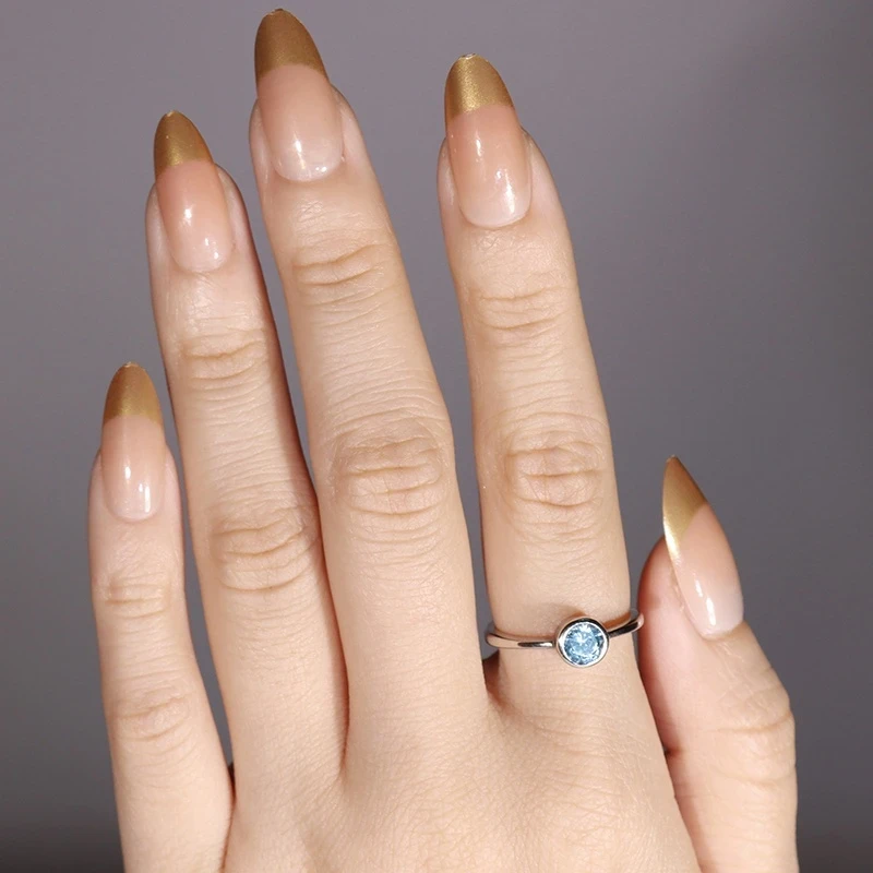 Sterling Silvery Charm Ring with Sparkling Blue Zirconia Elegant Design for Women, Perfect for Daily Wear and Special Occasions