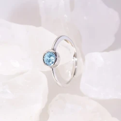 Sterling Silvery Charm Ring with Sparkling Blue Zirconia  Elegant Design for Women, Perfect for Daily Wear and Special Occasions