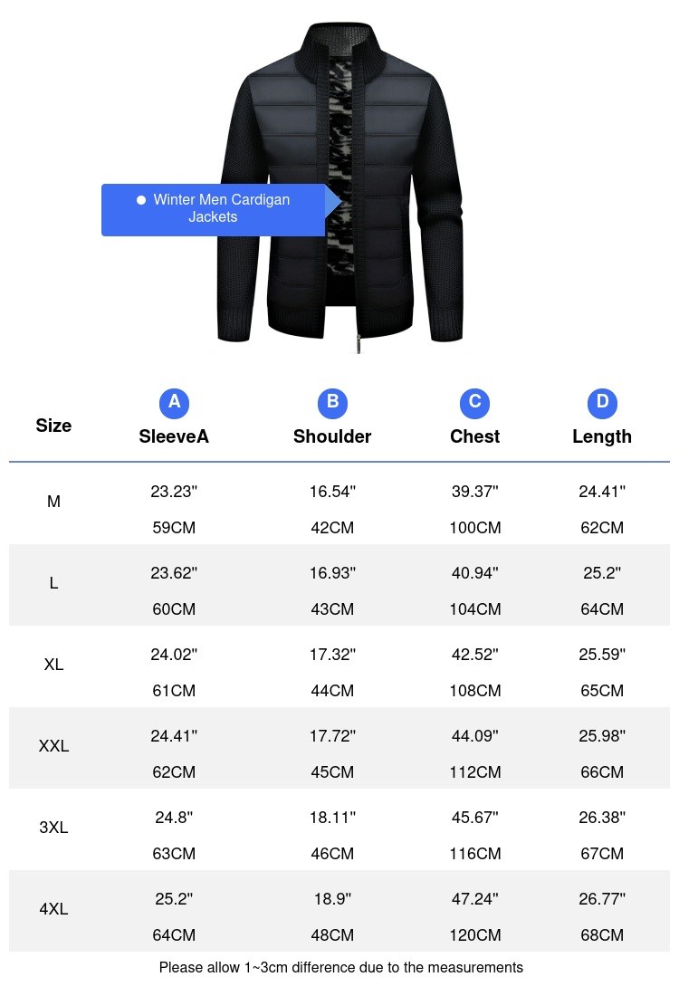 Mens Winter Warm Fleece-Lined Cardigan Jacket