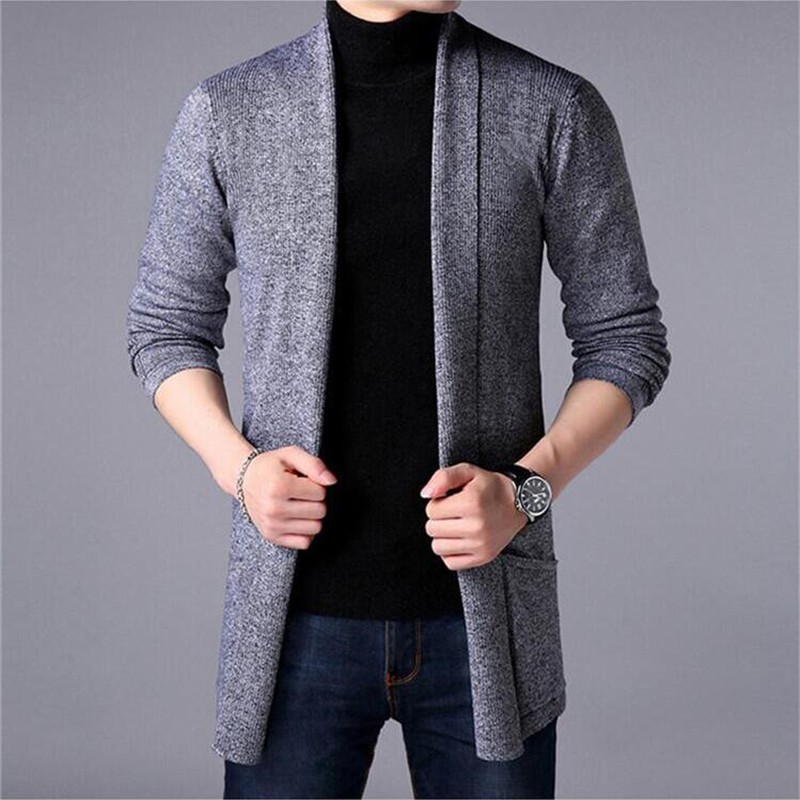 Mens Slim Long Knitted Sweater Coat