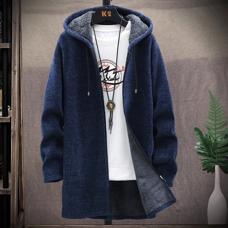 Mens Slim Fit Hooded Knitted Sweater Coat