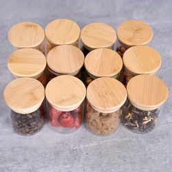 1SET-12-6-4pcs Glass Storage Jars with Bamboo Lids  Airtight Food Containers for Tea, Coffee Beans, Sugar, Cookies, and More Product Overview