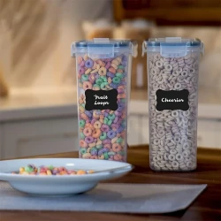 4-Piece 2.5L Airtight Kitchen Storage Containers Set  Clear, BPA-Free, Leak-Proof, Stackable, and Space-Saving Storage for Dry Goods, Nuts, Beans, Cereals, Snacks, Flour, Sugar, Coffee, Tea, and Pet Food