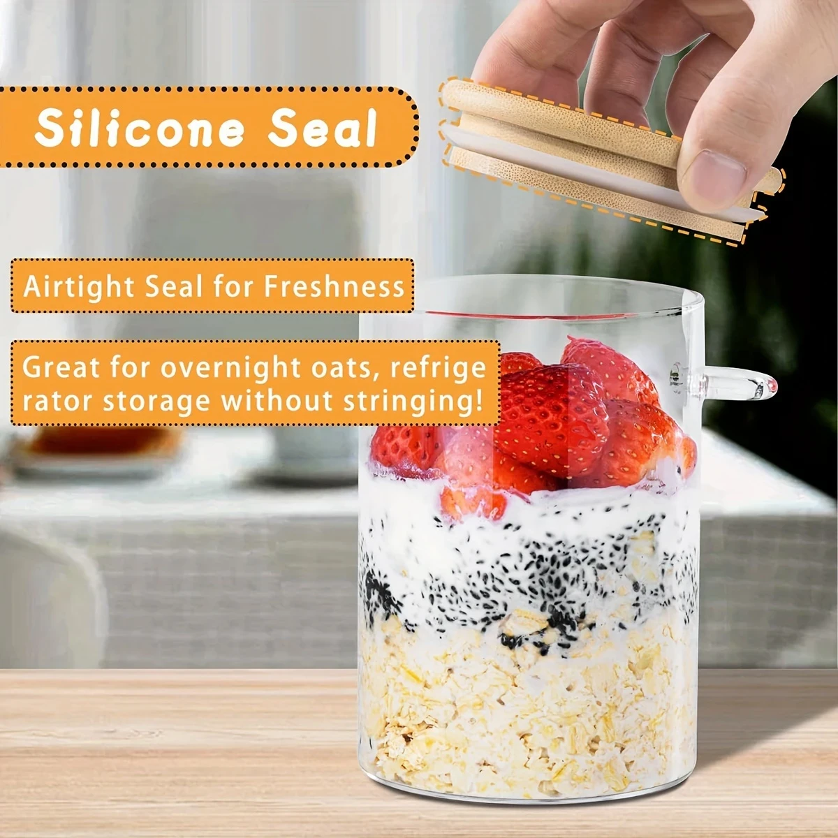 [Oatmeal Cup Container] 2pcs/4pcs 16oz Oatmeal Cup with Lid and Spoon  Meal Preparation Container for Chia Seed, Pudding, Yogurt, Salad, Cereal, and More