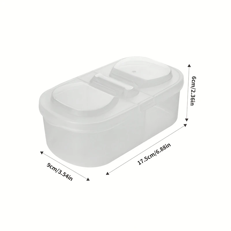 2pcs Multi-Functional Food Storage Containers Portable 2-Compartment Organizer for Spices, Snacks & Fruits Perfect for Home, Restaurant, Office Parties & Gifts