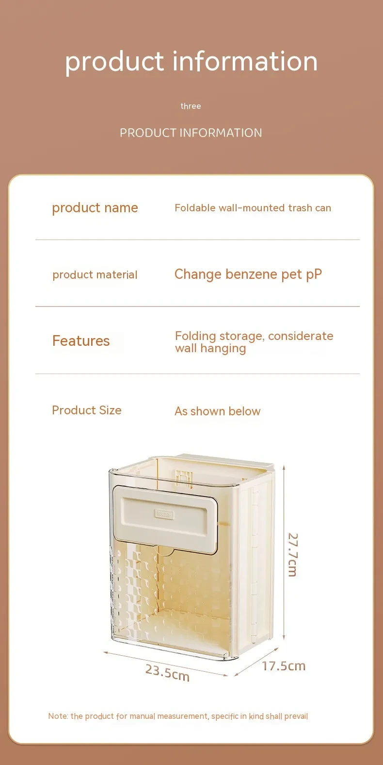 Folding Trash Can Wall Hanging Punch-free Trash Can