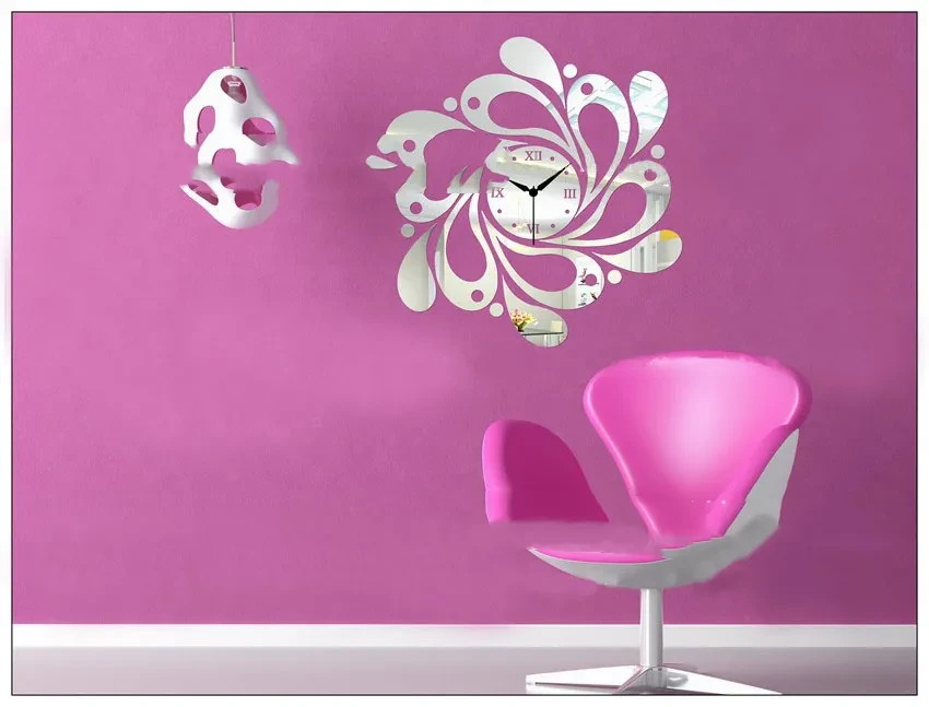 Hot Sale Preciser Mirror Wall Clock For Living Room Office Kitchen