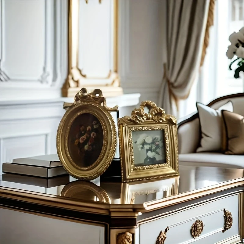 1pc Retro Copper Frame Retro Copper and Golden Glass Oval Frame | Elegant European Decorative Arts and Crafts | Perfect for Living Room, Unique Gift Ideas, Ideal for Room Decoration