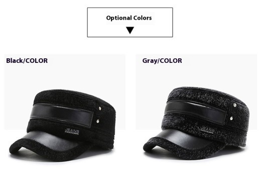 Fleece-lined Earflaps Mink-like Flat-top Cap Leisure Cold-proof Thermal Cotton Hat