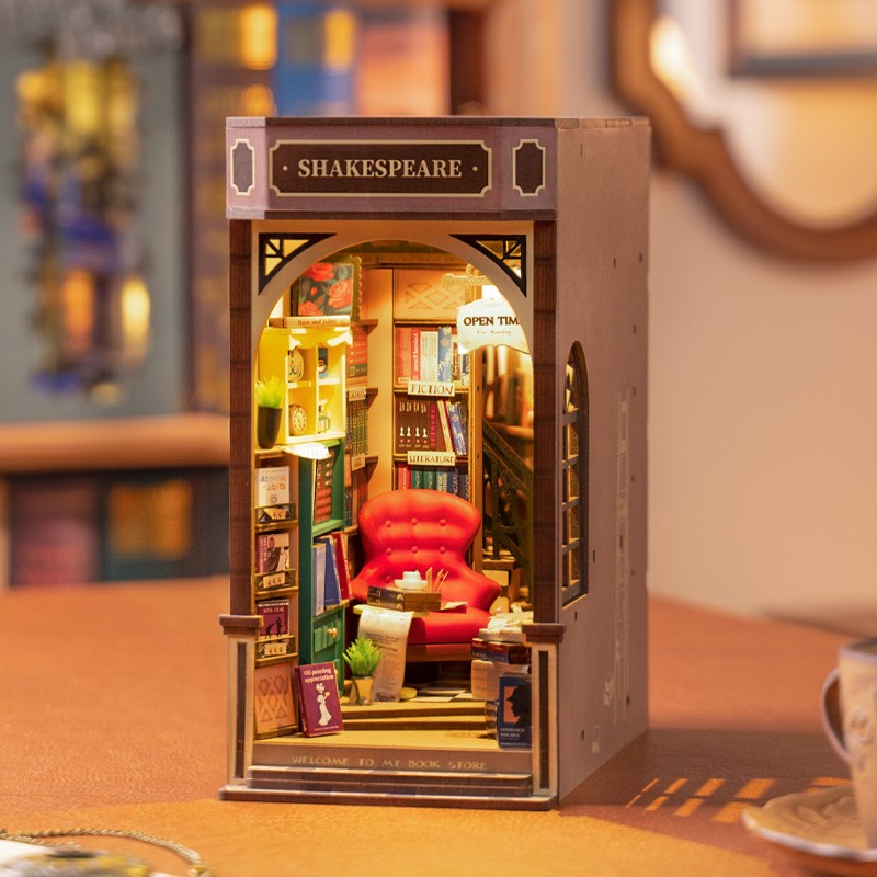 Rolife 3D DIY Wooden Book Nook Shiguang Bookstore With LED For Xmas Gifts