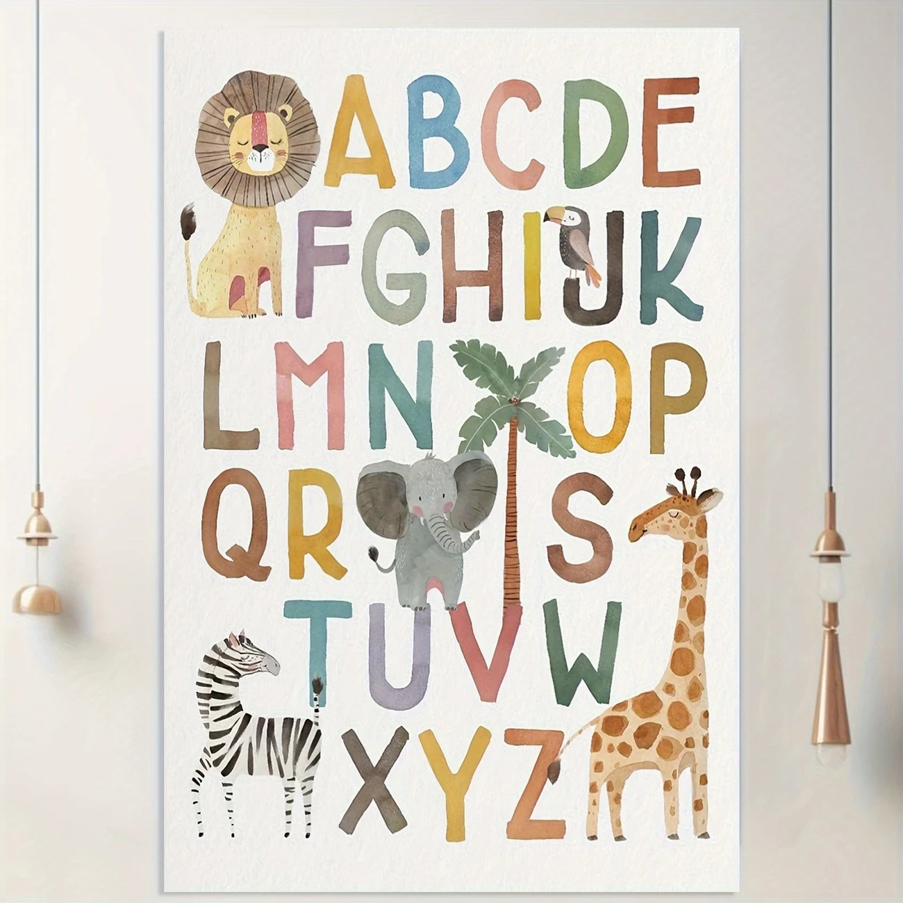 1pc Frameless Alphabet Animal Wall Art Canvas Vibrant ABC Zodiac Design