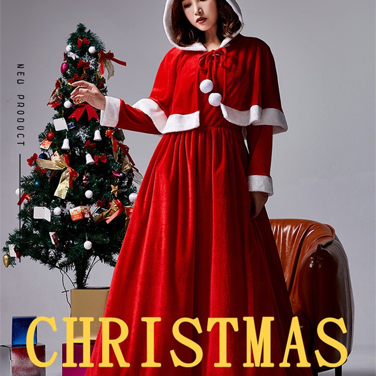Christmas Outfit Two-tone Shawl Dress