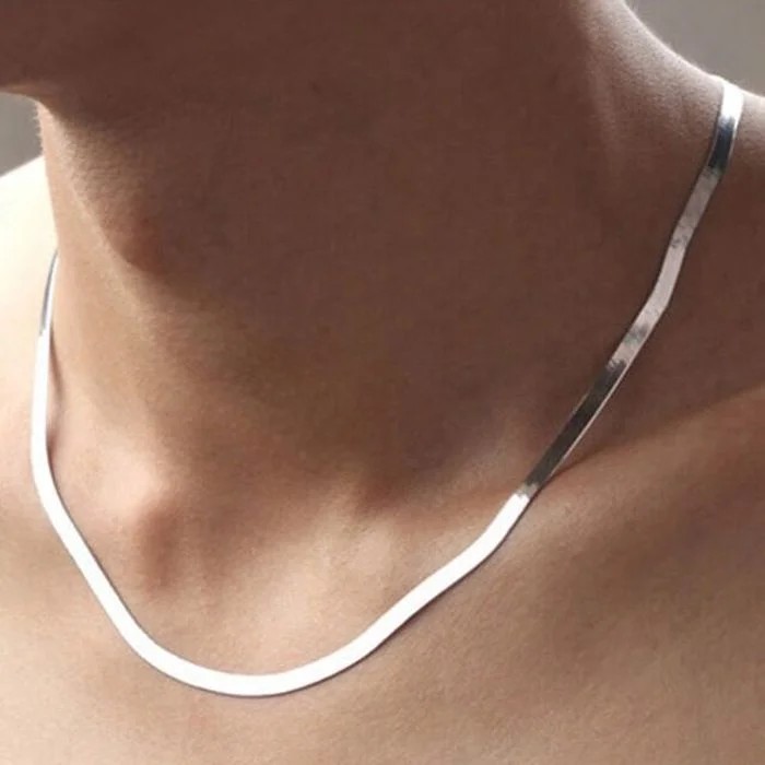 New 925 Sterling Silver 4MM Blade Chain Necklace