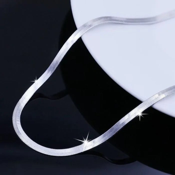 New 925 Sterling Silver 4MM Blade Chain Necklace