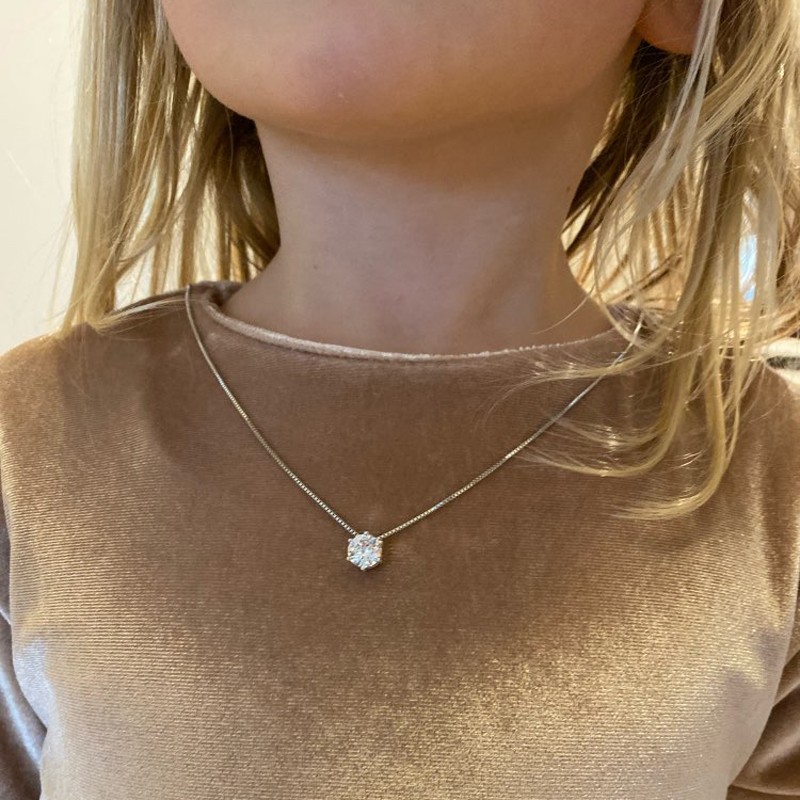Hot 925 Sterling Silver Plated Single AAA Zircon Clavicle Chain Necklace