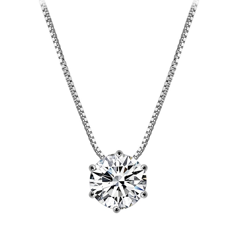 Hot 925 Sterling Silver Plated Single AAA Zircon Clavicle Chain Necklace