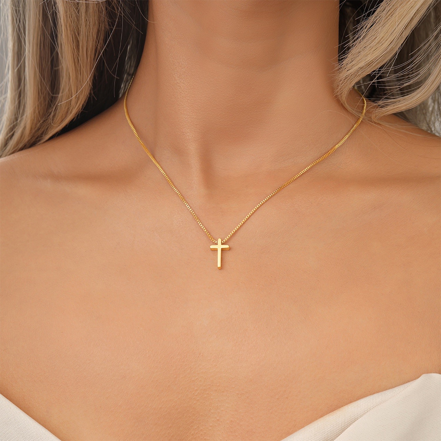 Fashion Silver Color Cross Pendant Necklace