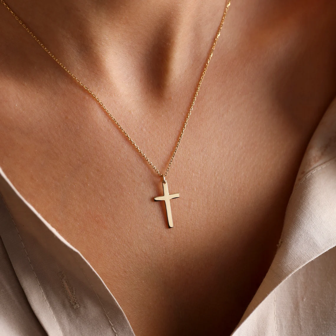 Fashion Stainless Steel Cross Gold & Silver Color Necklace